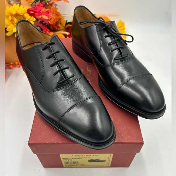 Men’s Amedeo Testoni cap toe oxfords size 7.5 made in Italy. - Picture 1 of 9